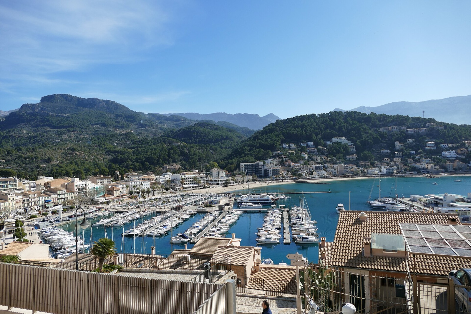 The harbour at Port de Sóller from Plaça de Santa Catalina